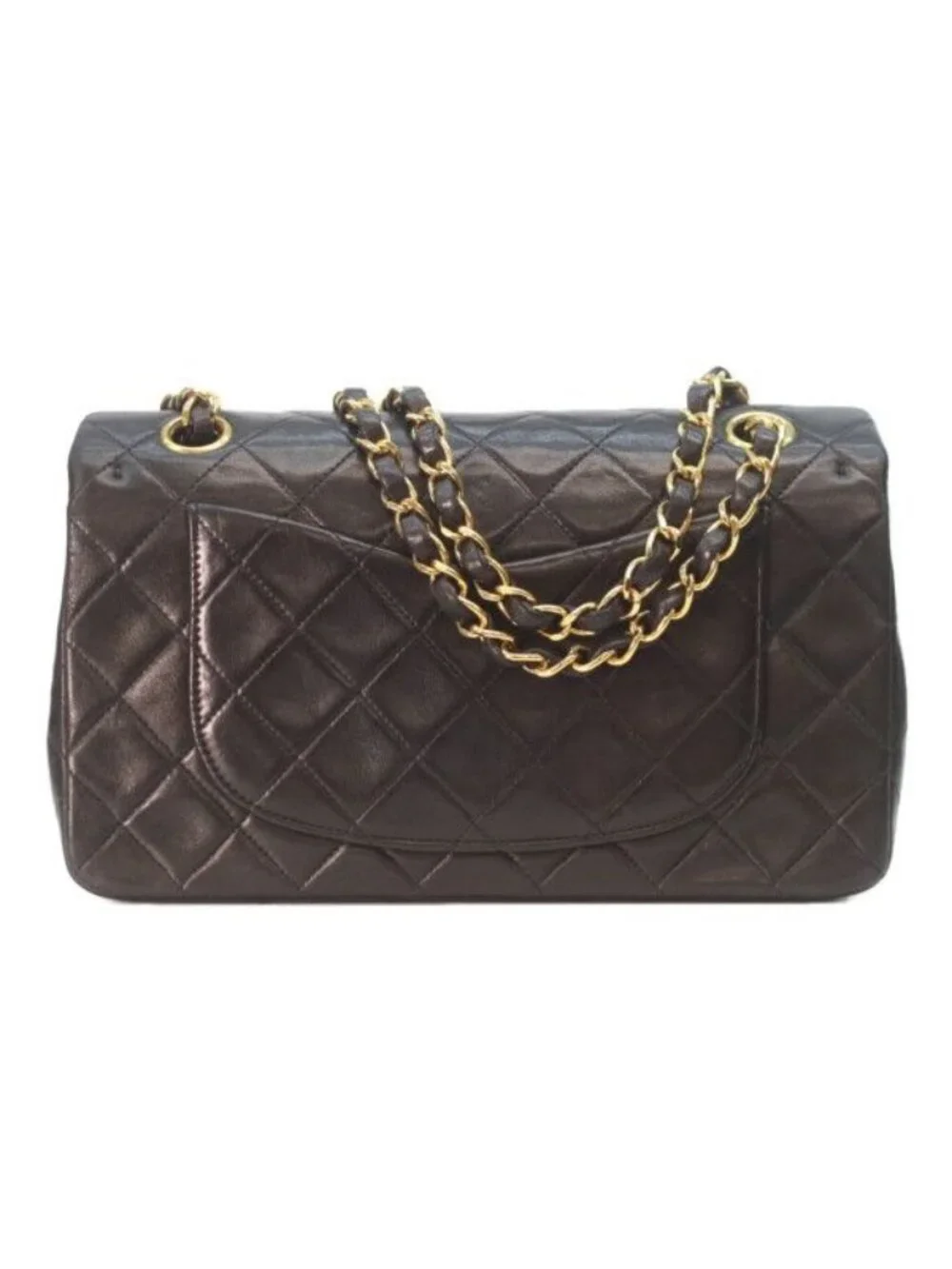 Chanel Black Lambskin Gold Double Flap Bag Quilted 23